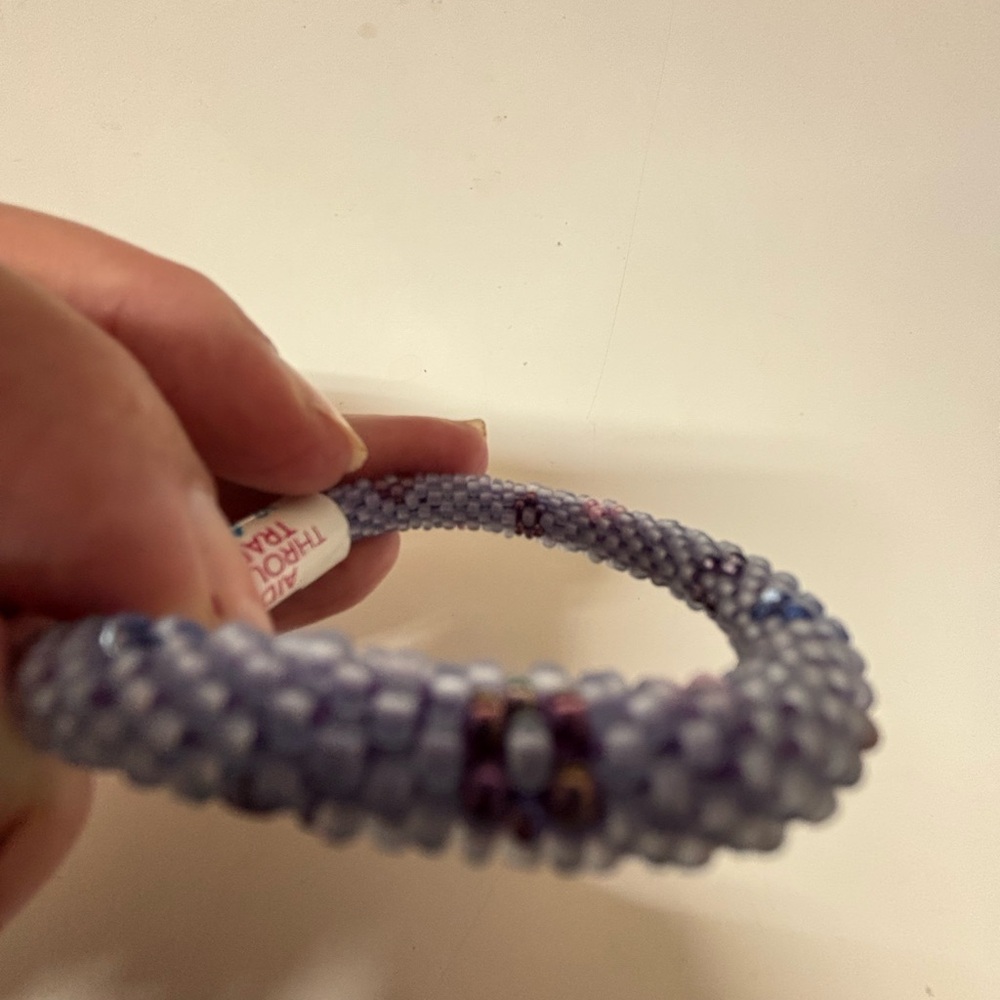 Flower Power Kid's Rollies Glass Beaded Bracelet Purple NWT - Picture 3 of 7